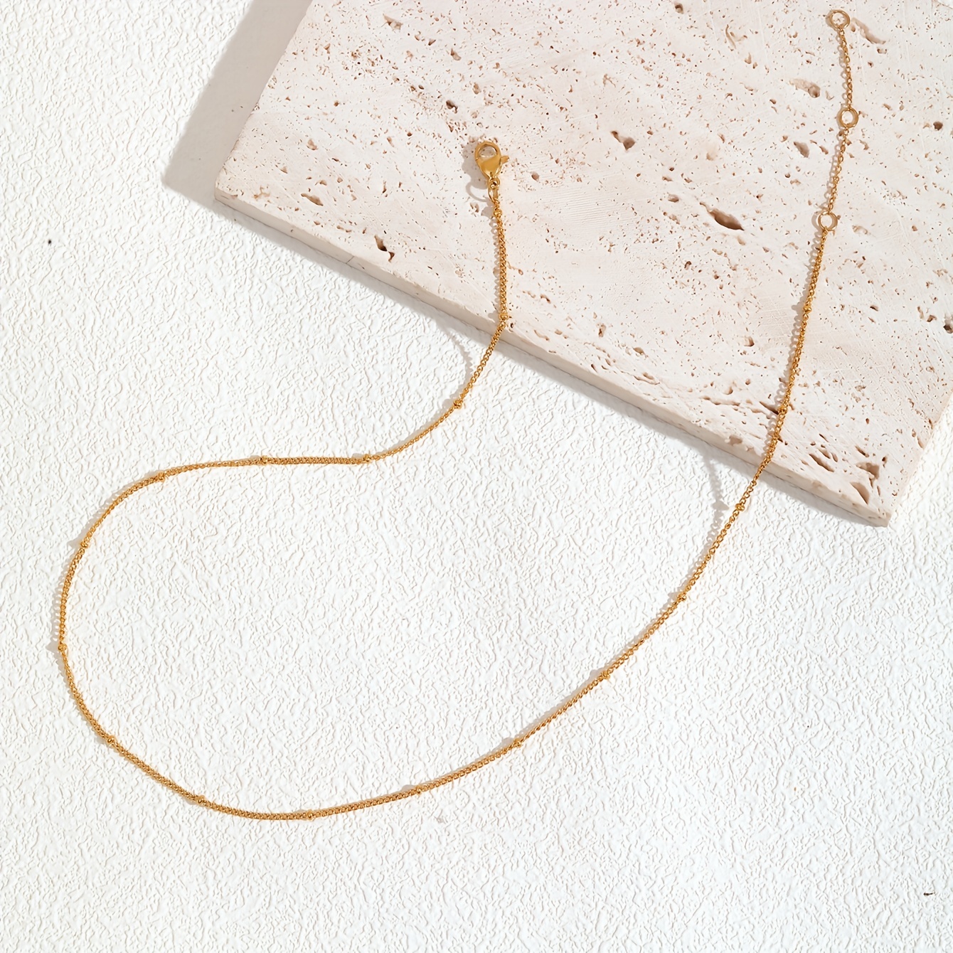 Women's Minimalist Stainless Steel Necklace Golden Tone Delicate Chain